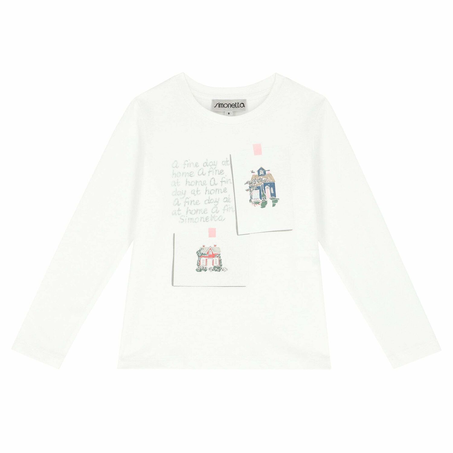 Girls White Printed Long Sleeve Top, 1, hi-res