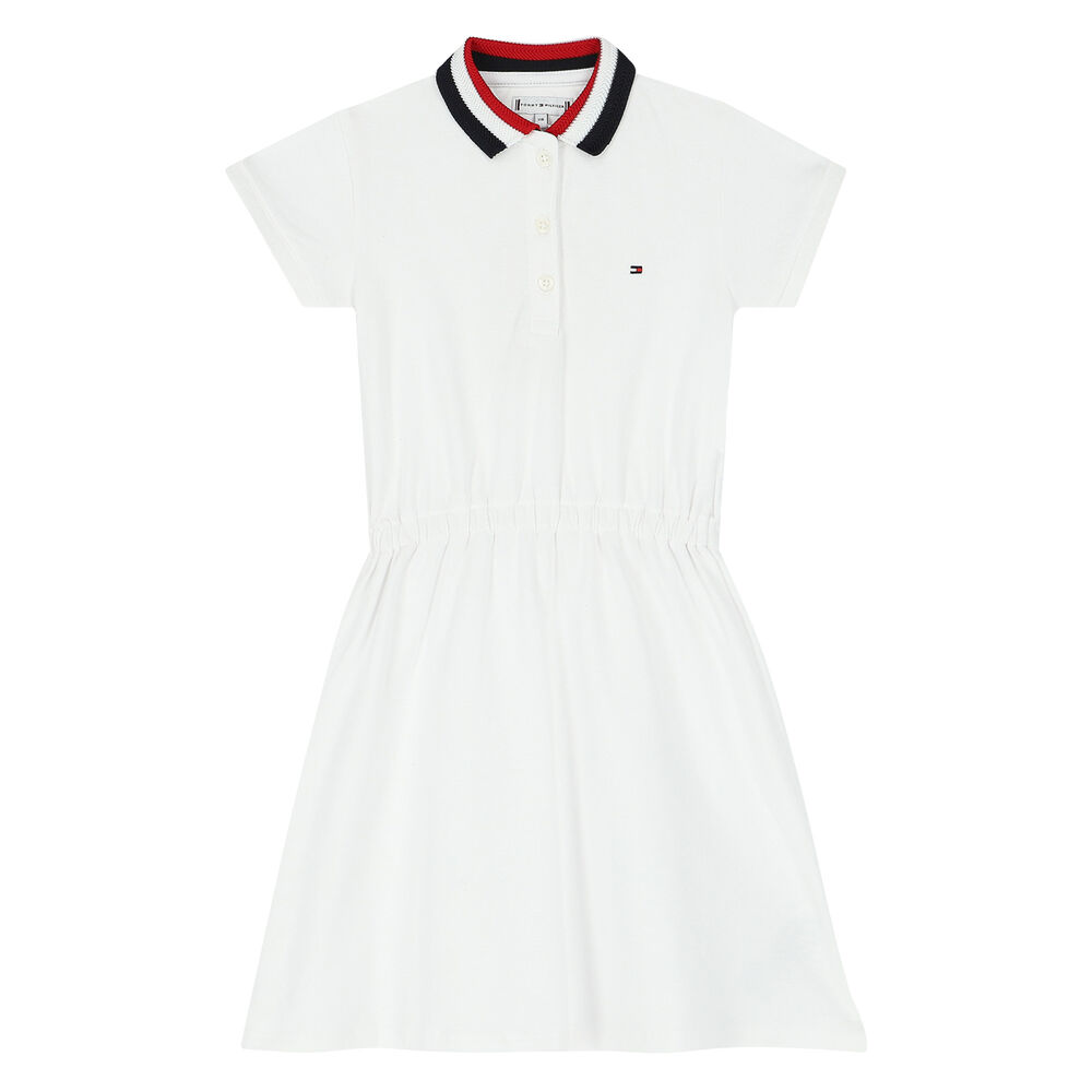 Tommy Hilfiger Girls White Polo Dress | Junior Couture UK