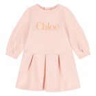 Younger Girls Pink Logo Dress, 1, hi-res