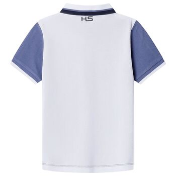 Boys Navy Blue & White Logo Polo Shirt
