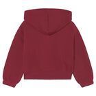 Girls Red Hooded Zip Up Top, 3, hi-res
