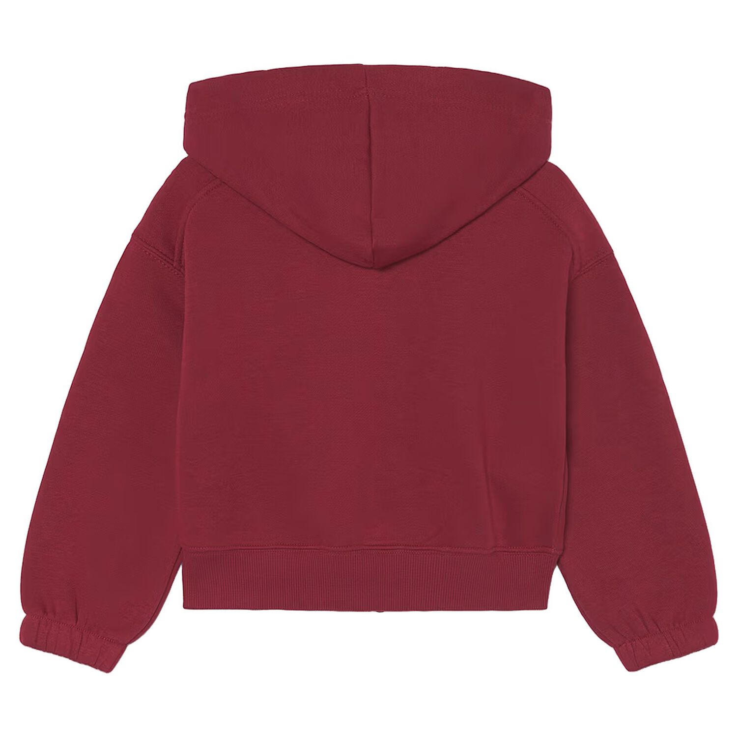 Girls Red Hooded Zip Up Top, 3, hi-res