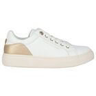 Girls White & Gold Logo Trainers, 1, hi-res