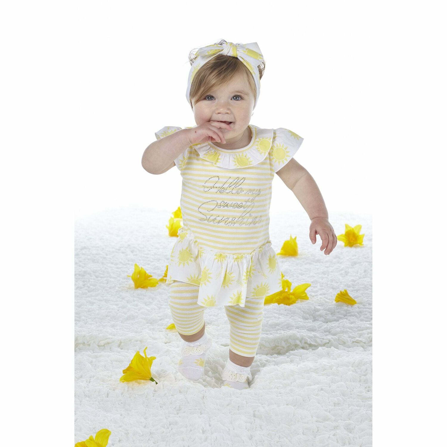 Younger Girls Yellow & White Leggings Set, 1, hi-res image number null