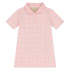 Younger Girls Pink Knitted Polo Dress, 1, hi-res