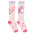 Girls Pink Logo Pegasus Socks, 1, hi-res