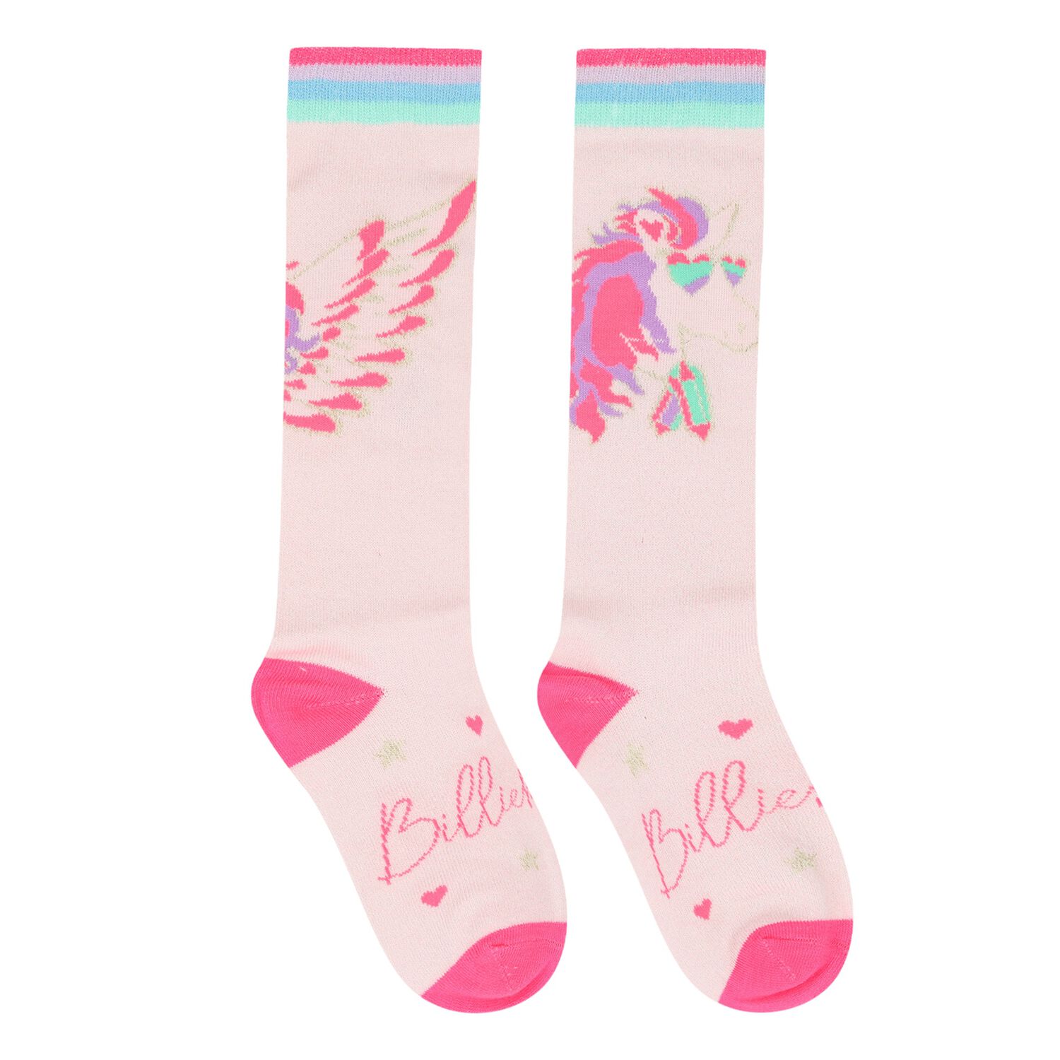 Girls Pink Logo Pegasus Socks, 1, hi-res image number null