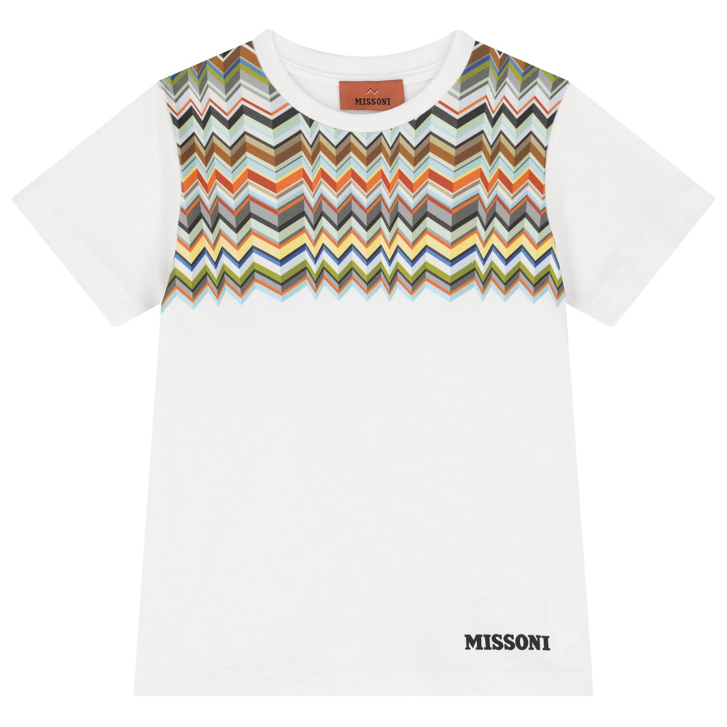 Boys White Logo Zig Zag T-Shirt, 1, hi-res