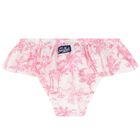 Girls White & Pink Palm Tree Bikini, 1, hi-res