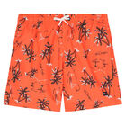 Boys Orange Logo Swim Shorts, 1, hi-res