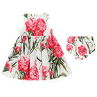 Younger Girls Ivory & Red Floral Dress Set, 1, hi-res
