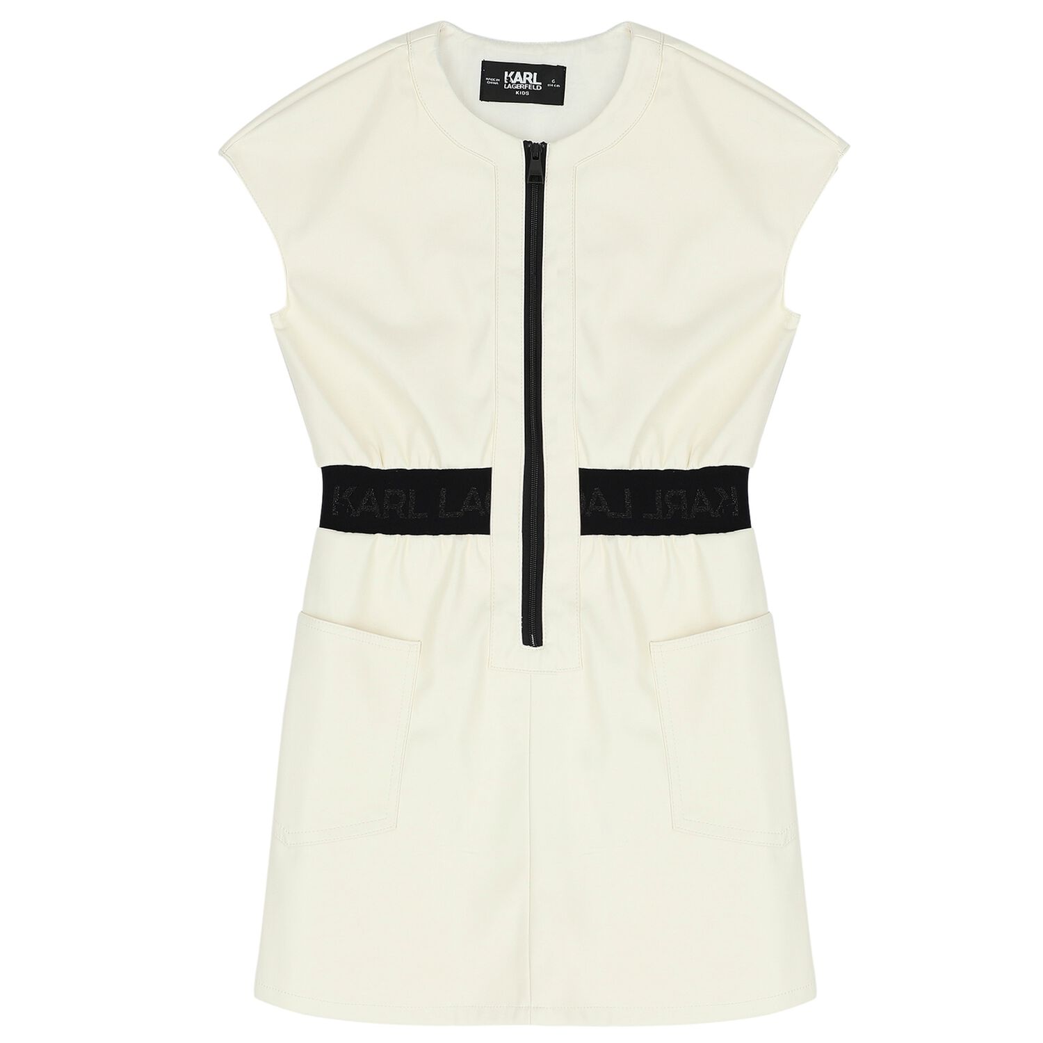 Girls Ivory Rhinestone Logo Dress, 1, hi-res image number null