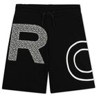 Boys Black Logo Shorts, 1, hi-res