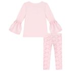 Girls Pink Bow Leggings Set, 1, hi-res