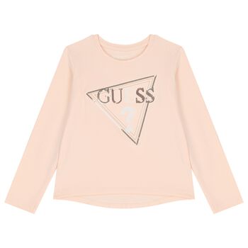 Girls Pink Logo Long Sleeve Top