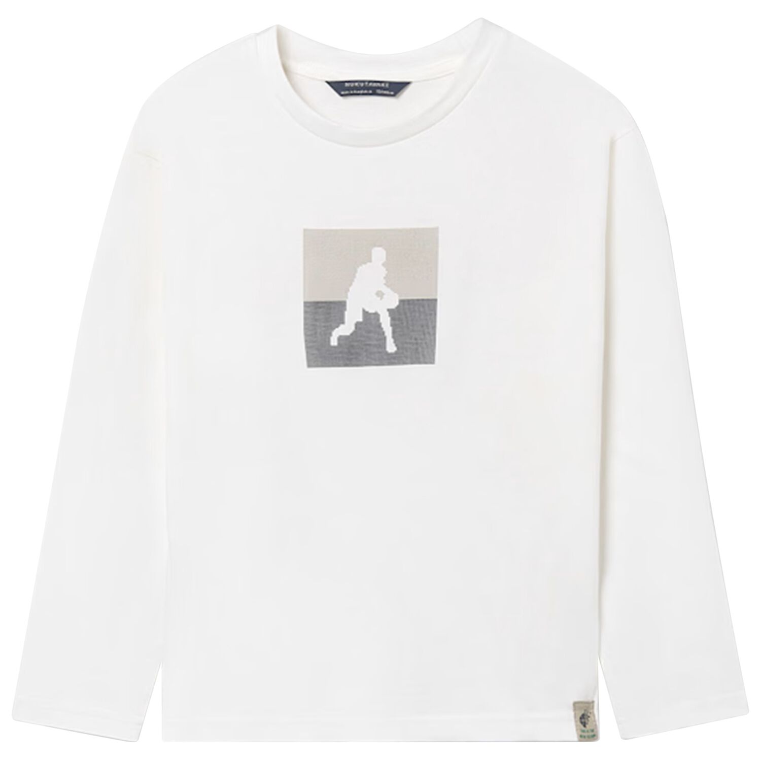 Boys White Long Sleeve Top, 2, hi-res