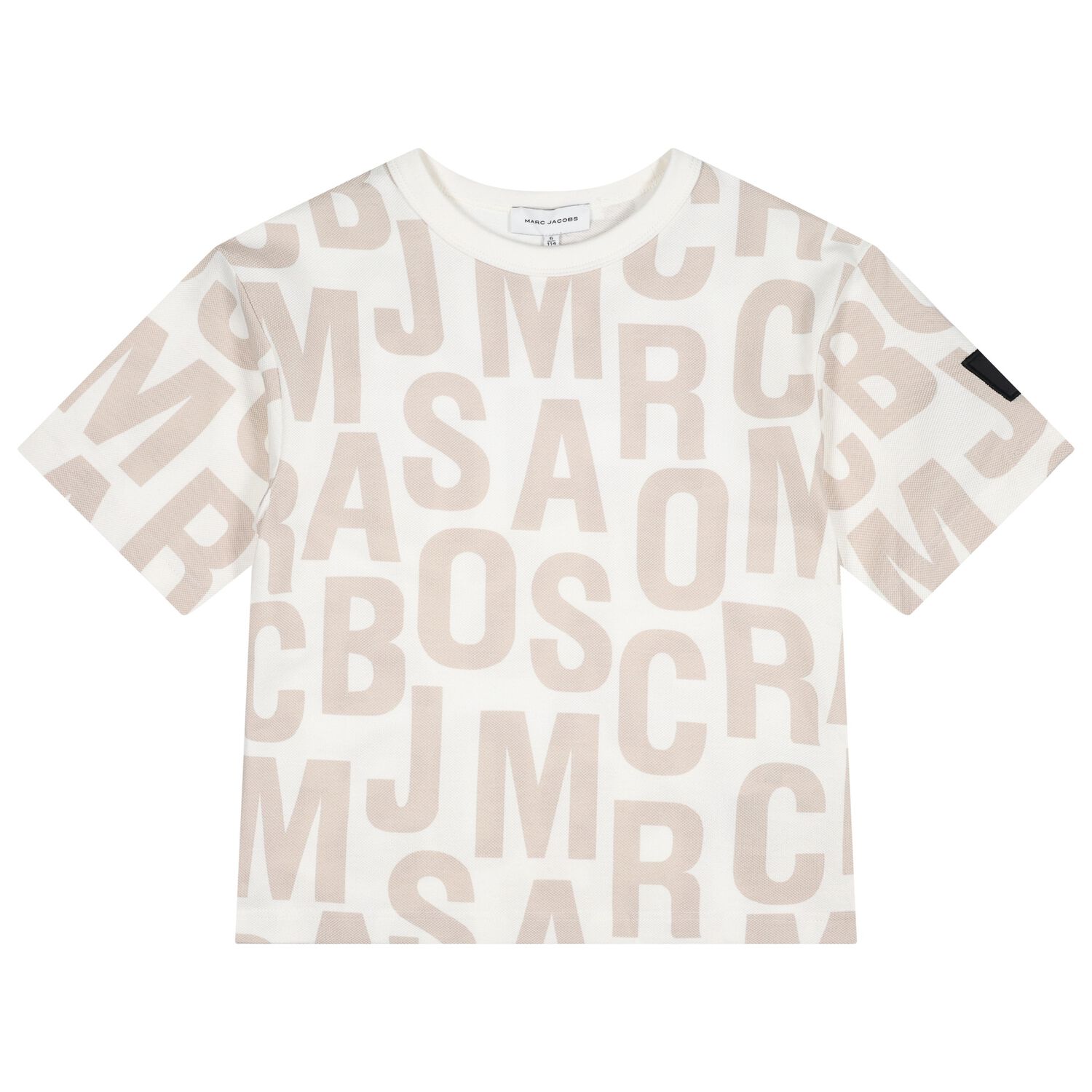 Boys White & Beige Logo T-Shirt, 1, hi-res