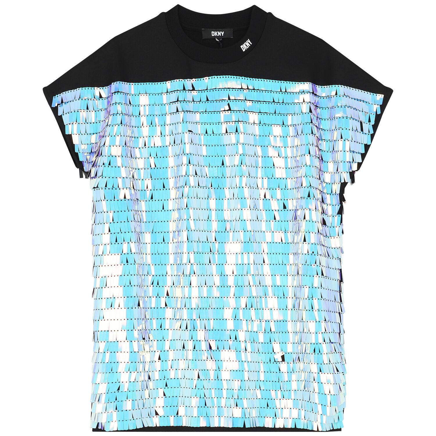 Girls Black Embellished Sequin Dress, 1, hi-res