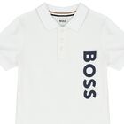 Younger Boys White Logo Polo Shirt, 1, hi-res