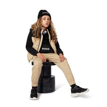 Boys Beige Logo Joggers 