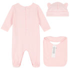 Baby Girls Pink Logo Babygrow Set, 2, hi-res