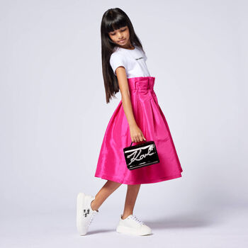 Girls White Ikonik Leather Trainers