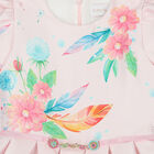 Girls Pink Satin Floral Dress, 1, hi-res