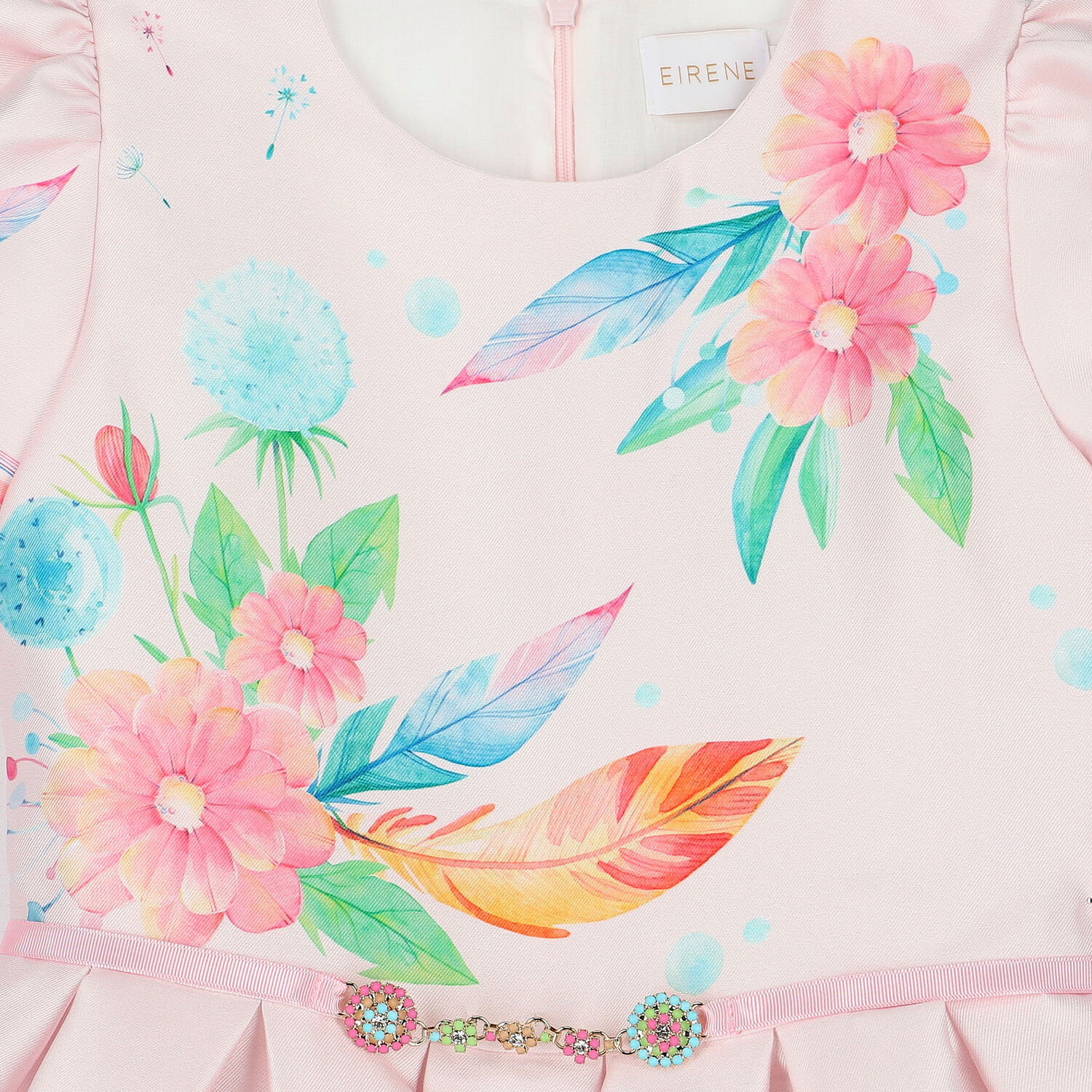 Girls Pink Satin Floral Dress, 1, hi-res image number null