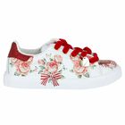 Girls White & Red Teddy Trainers, 1, hi-res