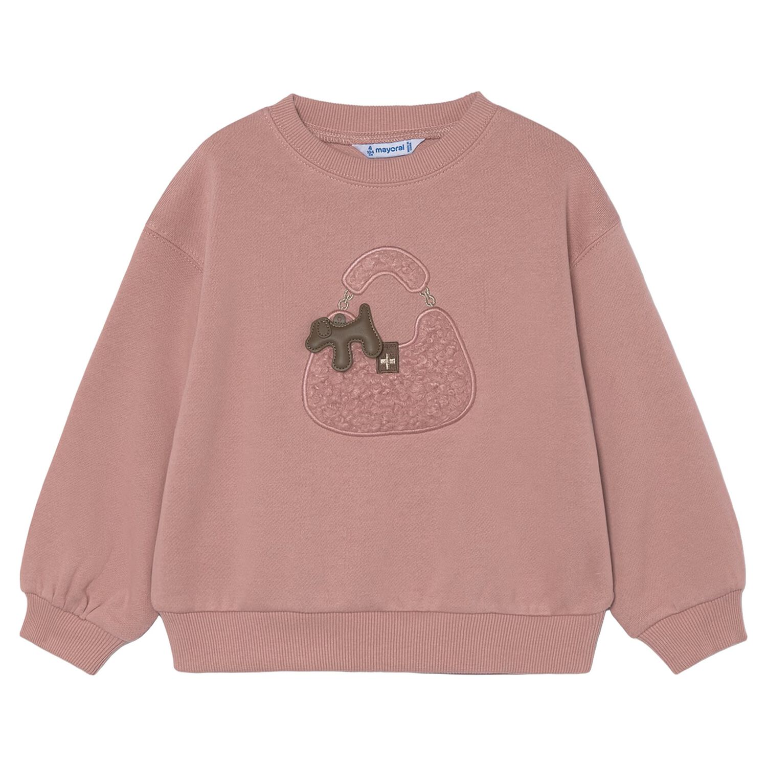 Girls Pink Handbag Motif Sweatshirt, 2, hi-res