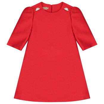 Girls Red Logo Jacquard Dress