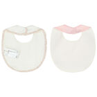 Baby Girls Pink & Ivory Bib ( 2-Pack ), 1, hi-res