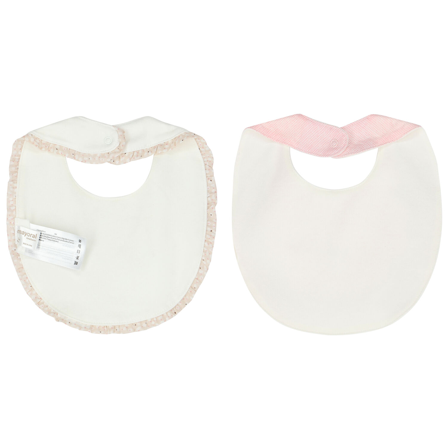 Baby Girls Pink & Ivory Bib ( 2-Pack ), 1, hi-res