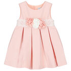 Younger Girls Pink Satin Dress, 1, hi-res