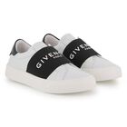 White & Black Logo Trainers, 1, hi-res