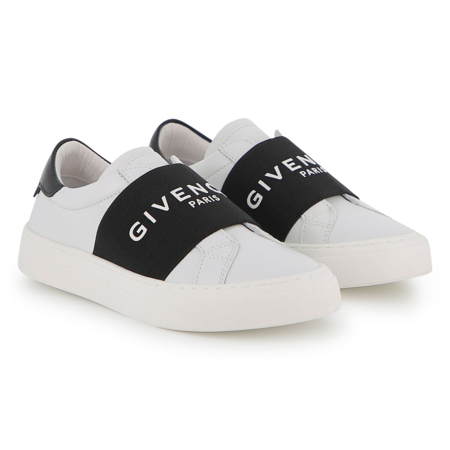 White & Black Logo Trainers, 1, hi-res