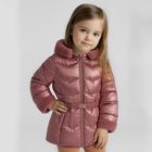 Girls Metallic Pink Hooded Puffer Coat, 1, hi-res