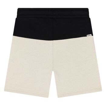 Younger Boys Black & Beige Logo Shorts