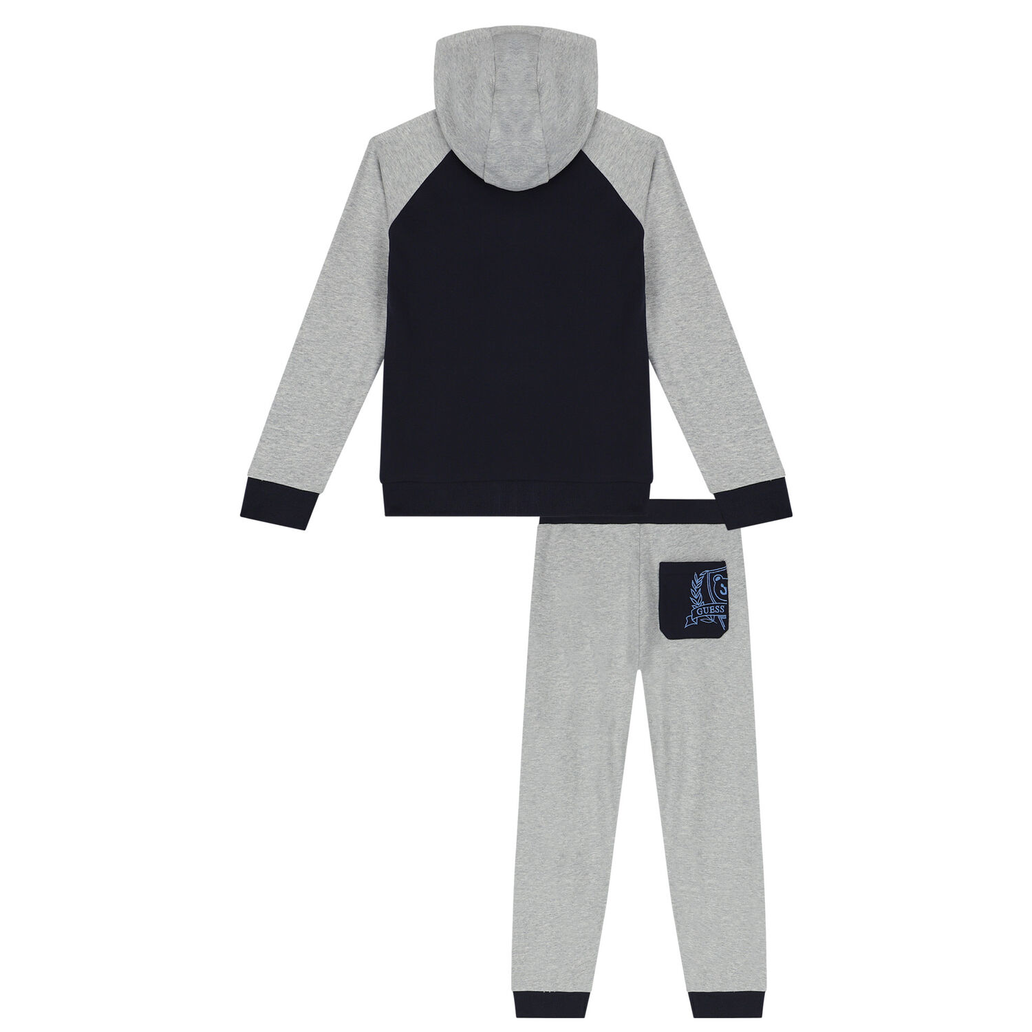 Boys Navy Blue & Grey Logo Tracksuit, 1, hi-res
