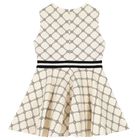 Girls Beige Logo Dress, 1, hi-res