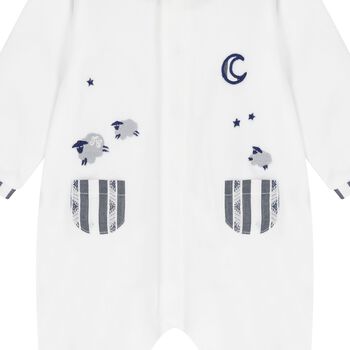Baby Boys White Velour Sheep Babygrow