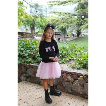 Girls Black & Pink Bow Dress