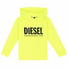Boys Neon Yellow Logo Hooded Top, 1, hi-res