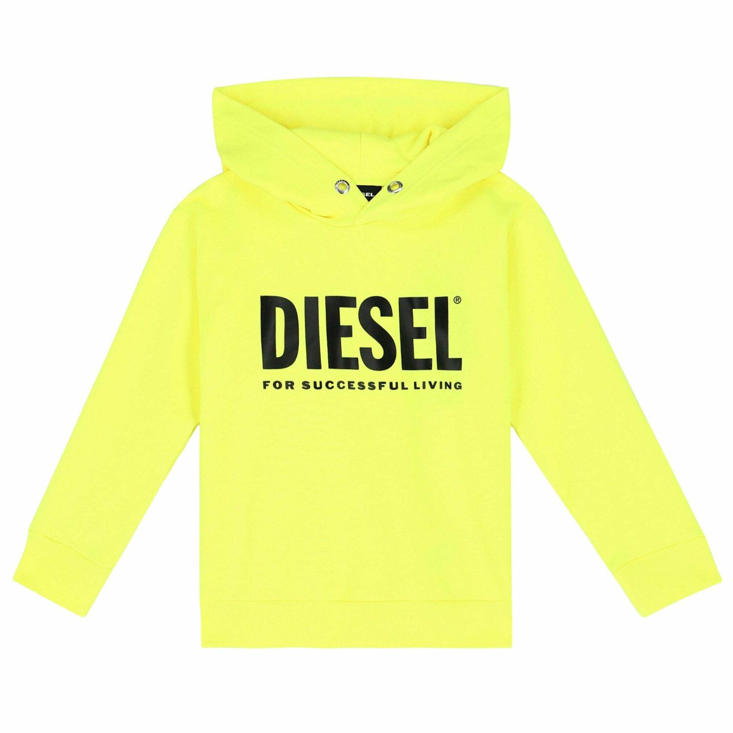 Boys Neon Yellow Logo Hooded Top, 1, hi-res