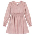 Girls Pink Ruffle Plissé Dress , 2, hi-res