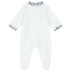 White & Navy Blue Bear Babygrow, 3, hi-res