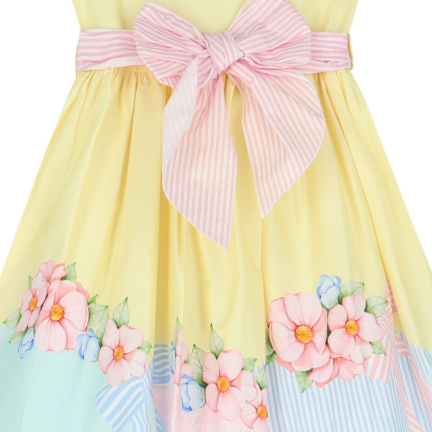 Girls Yellow Floral Dress, 1, hi-res