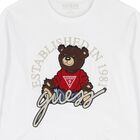 Boys White Teddy Bear Logo Long Sleeve Top, 1, hi-res