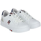 White Leather Logo Trainers, 1, hi-res