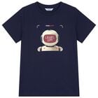 Boys Navy Blue Robot T-Shirt, 2, hi-res